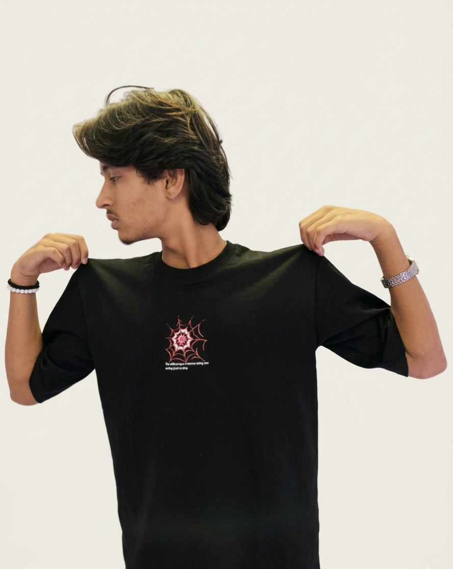 Black Oversized Down Shoulder T-Shirt - Premium Fit