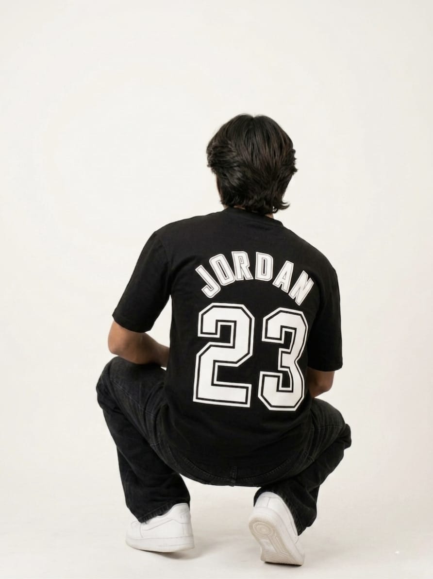 Drop Shoulder black Tee